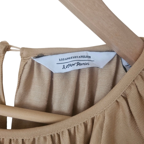 & Other Stories Voluminous Oversized Balloon Sleeve Midi Dress, Beige Size XS - Picture 6 of 14